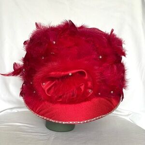 M.STUDIO Red Festive Hat with Sparkling Embellishments